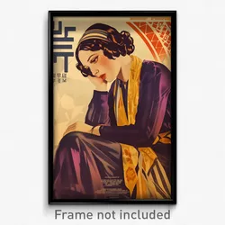 Hebrew Movie Poster - Woman Feeling Unhappy, Purple Yellow Neckerchief (Print)