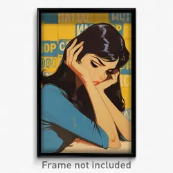 Brazilian Movie Poster - Girl Feeling Brooding, Thick Blue Bodysuit (Art Print)