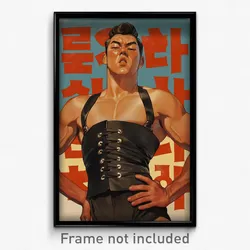 Korean Movie Poster - Man Feeling Annoyed, Outrageous Black Corset (Art Print)