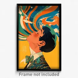 Greek Movie Poster - Boy Feeling Carefree, Reflecting Green Bowtie (Art Print)