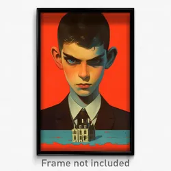 French Movie Poster - Boy Feeling Longing, Mysterious Aqua Necktie (Art Print)