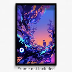 Art Poster - Digital Wire Frame Reef (Psychedelic Trippy Weird Cartoon Print)