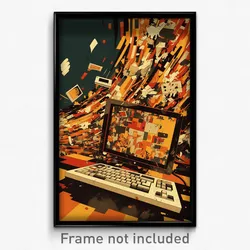 Spanish Movie Poster - Striped Computer (Spain Psychedelic Art Retro Film Print)