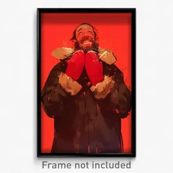 Art Poster - Man Feeling Happiness Wearing Expensive Red Mittens (Art Print)