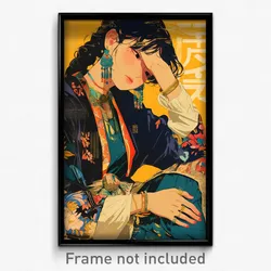 Greek Movie Poster - Woman Feeling Dejection, Remarkable Multicolored (Print)