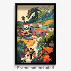 Mexican Movie Poster - Authentic Village (Mexico Retro Film Art Print)