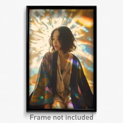 Art Poster - Woman Feeling Calm Wearing Crafty Kimono (Art Print)