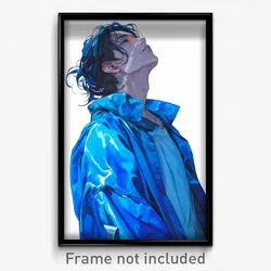 Art Poster - Man Feeling Enlightened Wearing Novel Blue Jacket (Art Print)