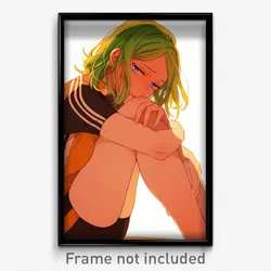 Anime Art Poster - Girl Feeling Miserable, Zigzag Side Slit Shorts (Print)