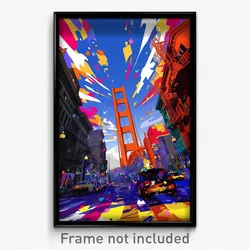 Art Poster - Menacing San Francisco (Psychedelic Trippy Weird Cartoon Print)