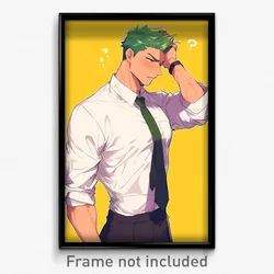Anime Art Poster - Man Feeling Puzzled, Sophisticated Short Necktie (Print)