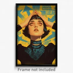 Brazilian Movie Poster - Woman Feeling Perplexed, Black And White Blue Choker