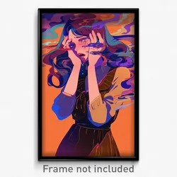 Art Poster - Woman Feeling Nervous Wearing Odd Brown Vest (Art Print)