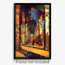 Art Poster - Flickering Colonnade (Psychedelic Trippy Weird 11x17 Cartoon Print)