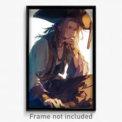 Anime Art Poster - Men Feeling Serenity Wearing Jaded Pirate Hat