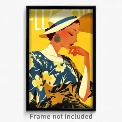 French Movie Poster - Woman Feeling Contentment, Vivid Clothing Cutout (Print)