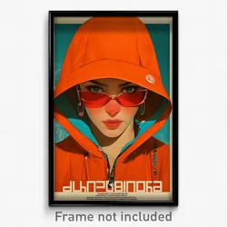 Greek Movie Poster - Girl Feeling Homesickness, Advanced Orange Hoodie (Print)