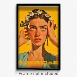 Greek Movie Poster - Woman Feeling Self Critical, Handmade Frilled Hairband