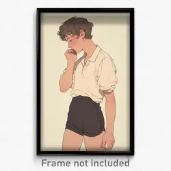 Anime Art Poster - Boy Feeling Numb Wearing Classic Puffy Shorts (Print)