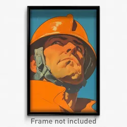 Movie Art Poster - Man Feeling Insulted, Sturdy Orange Headwear (Film Print)