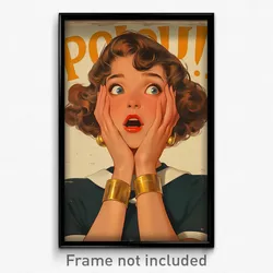 Icelandic Movie Poster - Girl Feeling Amazement, Aged Gold Choker (Art Print)