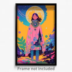 Movie Art Poster - Girl Feeling Vigilance, Husky Pink Cape (Retro Film Print)