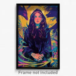 Icelandic Movie Poster - Girl Feeling Self Caring, Black Purple Hoodie (Print)