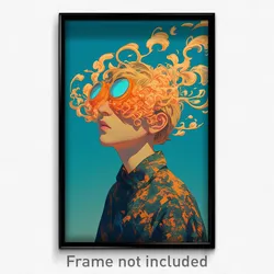 Art Poster - Boy Feeling Enlightened, Luxurious Orange Goggles (Art Print)