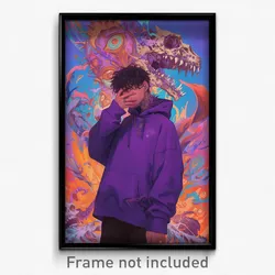 Art Poster - Man Feeling Woe Wearing Admirable Purple Hoodie (Print)