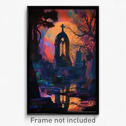 Art Poster - Active Cemetery (Psychedelic Trippy Weird 11x17 Print)