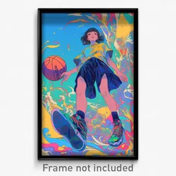 Art Poster - Woman Feeling Liking, Prestigious Basketball Uniform (Art Print)