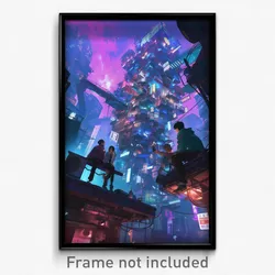 Art Poster - A Group Of Rebels Planning A Daring Heist In A Cyberpunk City, With