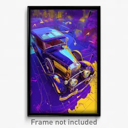 Art Poster - Digital Wire Frame Car (Psychedelic Trippy Weird 11x17 Print)