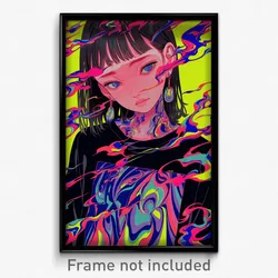Anime Art Poster - Woman Feeling Dispirited Wearing Steel Shirt (Print)