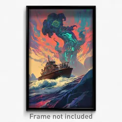 Art Poster - Electric Ferry (Psychedelic Trippy Weird 11x17 Print)