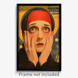 Greek Movie Poster - Woman Feeling Fright, Advanced Red Headwear (Art Print)