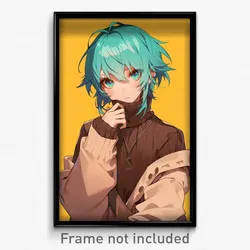 Anime Art Poster - Boy Feeling Admiration Wearing Vibrant Brown Sleeves (Print)