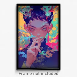 Anime Art Poster - Boy Feeling Impatient Wearing Spanish Popped Button (Print)