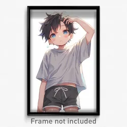 Anime Art Poster - Boy Feeling Flakey Wearing Scholarly Grey Shorts (Print)