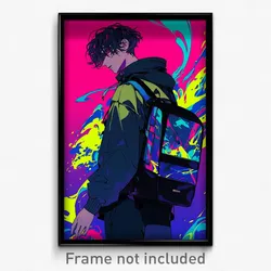 Anime Art Poster - Man Feeling Suspicious Wearing Modern Shoulder Bag (Print)