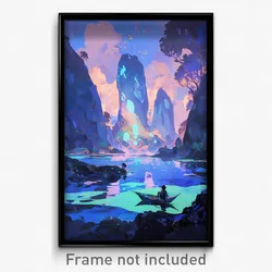Art Poster - Cavernous Lagoon (Psychedelic Trippy Weird 11x17 Cartoon Print)