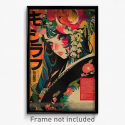 Japanese Movie Poster - Woman Feeling Rattled, Colorful Fur Cape (Art Print)