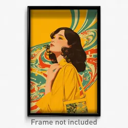 Spanish Movie Poster - Girl Feeling Patience, Gorgeous Yellow Bag (Art Print)
