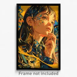 French Movie Poster - Girl Feeling Intrigued, Glass Yellow Socks (Art Print)
