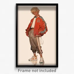 Art Poster - Boy Feeling Carefree Wearing Remarkable Track Jacket (Art Print)