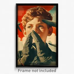French Movie Poster - Boy Feeling Calm, Imaginary Grey Gloves (France Art Print)