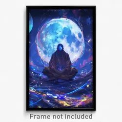 Anime Art Poster - Man Feeling Ambivalence, Comfortable Moon Ornament (Print)