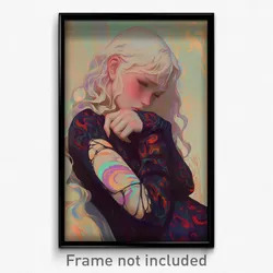 Art Poster - Woman Feeling Dislike Wearing Idealistic Torn Sleeves (Art Print)