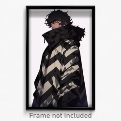 Anime Art Poster - Man Feeling Grumpiness Wearing Zigzag Black Coat (Print)