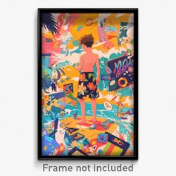 Spanish Movie Poster - Boy Feeling Obstinate, Cluttered Print Shorts (Art Print)